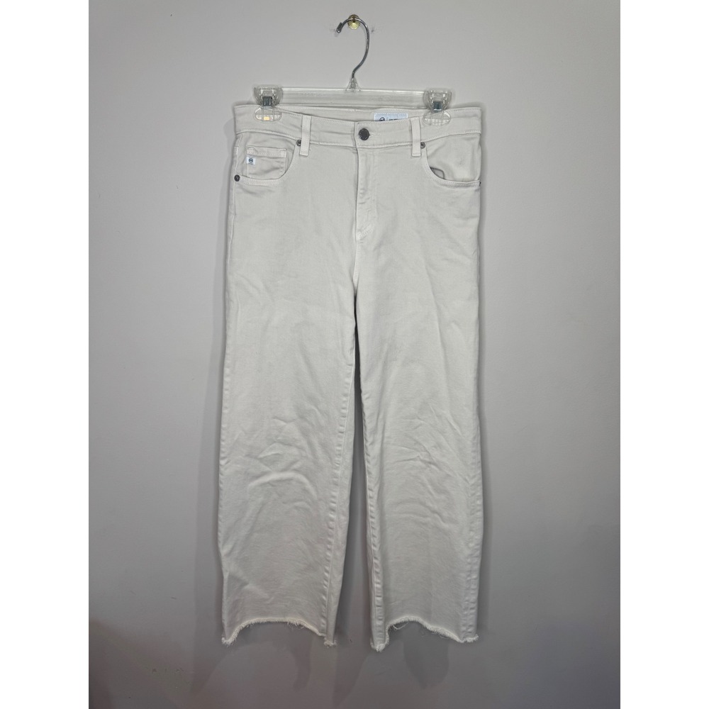 AG Saige Wide Leg‎ Crop Opal Stone sz 28 Frayed Hem High Rise